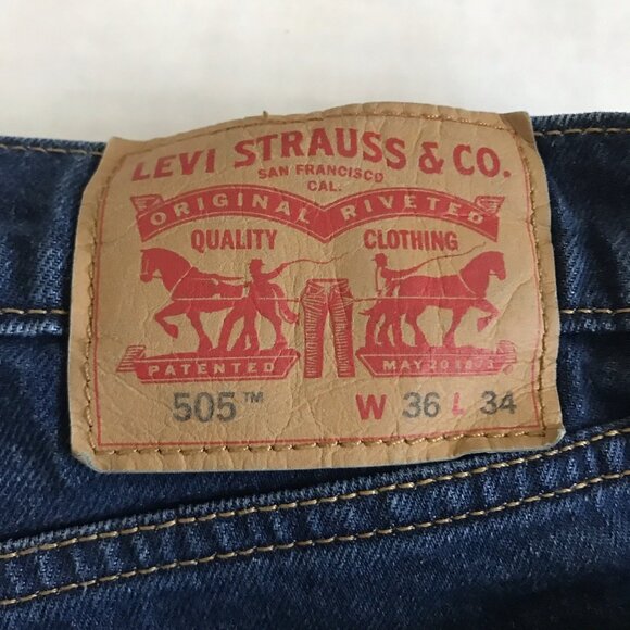 Levi’s 505 Regular Fit Straight Leg Jeans 36x34‎ Two Pairs Black And Blue EUC - Picture 5 of 5